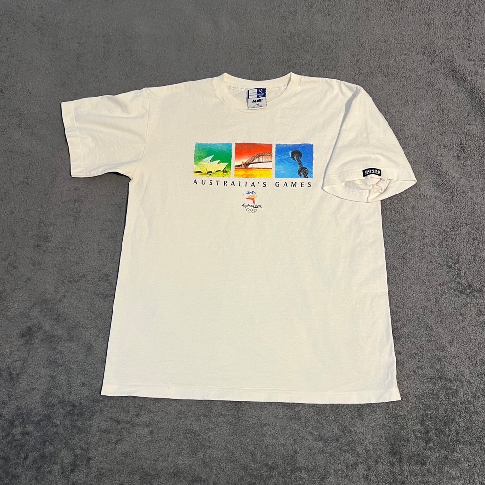Vintage Sydney 2000 Olympics Shirt Acme Bonds Australia Games White Mens M